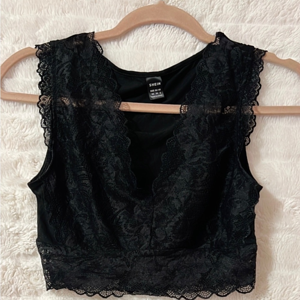 SHEIN black crop top lace size XS or 2
